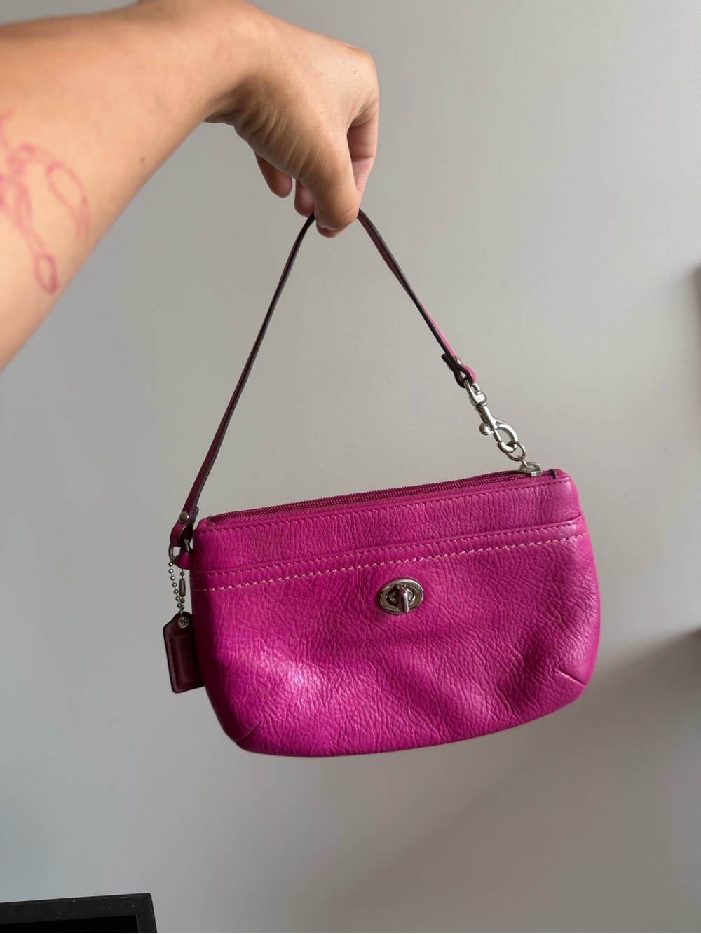 Coach Mini Wristlet Pouch in Vibrant Magenta
